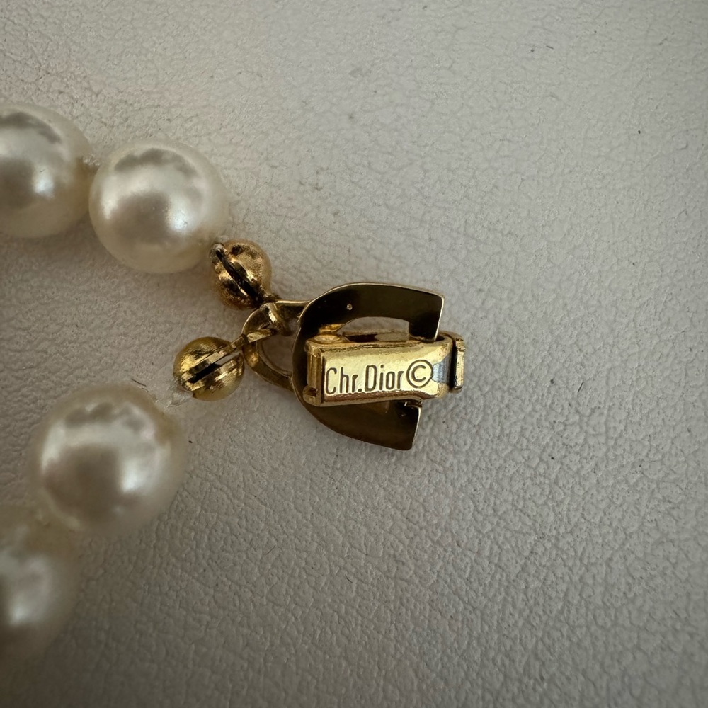 Vintage Christian Dior Pearl Necklace with Gold Accents Circa 1970 - Picture 6 of 15